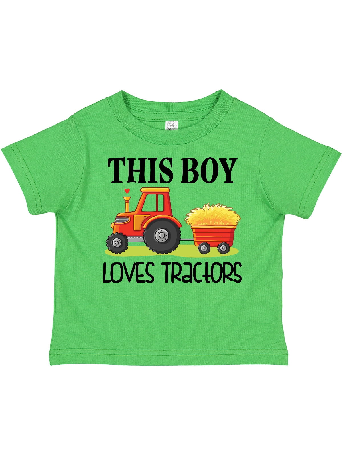 Inktastic Farming Cute Boy Loves Tractors Gift Toddler Boy Girl TShirt