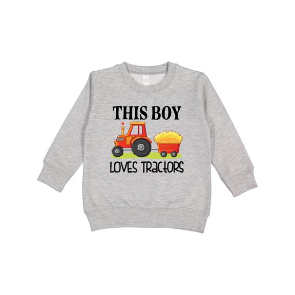 Inktastic Farming Cute Boy Loves Tractors Toddler Sweatshirt
