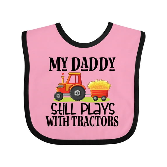Inktastic Farming Daddy Plays with Tractors Boys or Girls Baby Bib