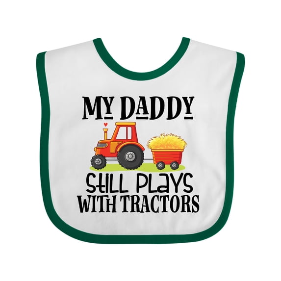 Inktastic Farming Daddy Plays with Tractors Boys or Girls Baby Bib
