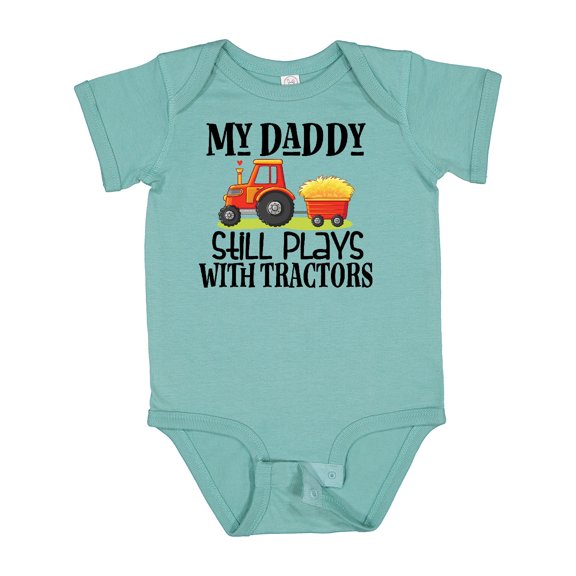 Inktastic Farming Daddy Plays with Tractors Boys or Girls Baby Bodysuit