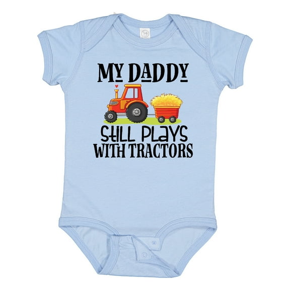 Inktastic Farming Daddy Plays with Tractors Boys or Girls Baby Bodysuit