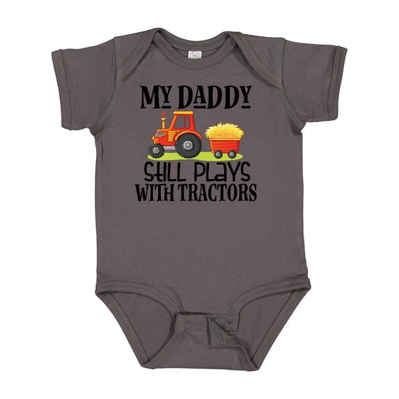 Inktastic Farming Daddy Plays with Tractors Boys or Girls Baby Bodysuit