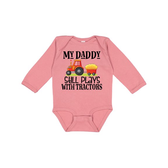 Inktastic Farming Daddy Plays with Tractors Boys or Girls Long Sleeve Baby Bodysuit