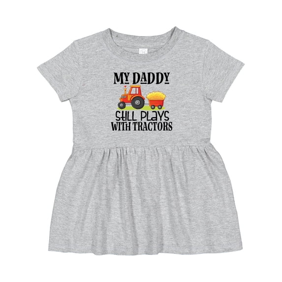 Inktastic Farming Daddy Plays with Tractors Girls Baby Dress
