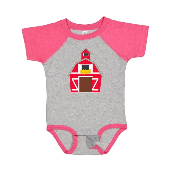 Inktastic Farming Large Red Barn with Hay Boys or Girls Baby Bodysuit