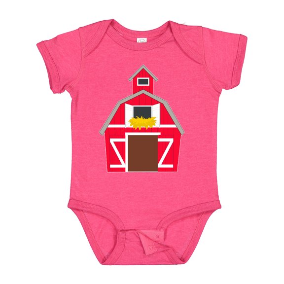 Inktastic Farming Large Red Barn with Hay Boys or Girls Baby Bodysuit
