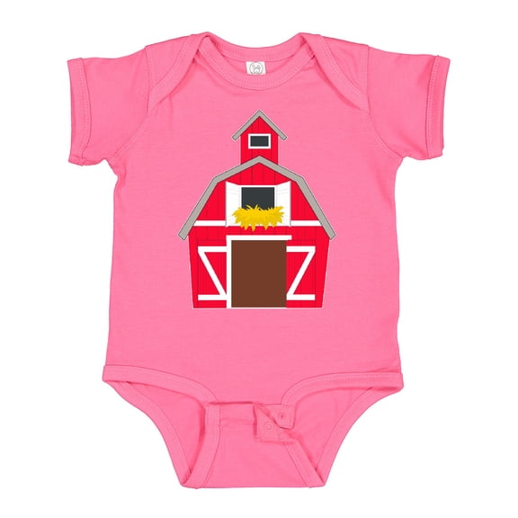 Inktastic Farming Large Red Barn with Hay Boys or Girls Baby Bodysuit