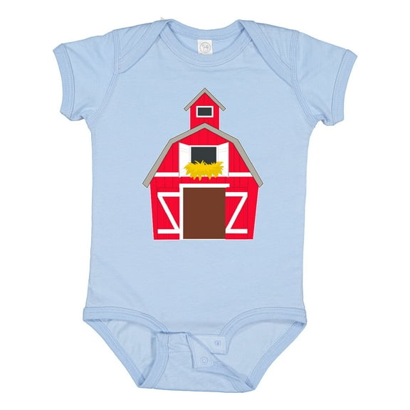 Inktastic Farming Large Red Barn with Hay Boys or Girls Baby Bodysuit