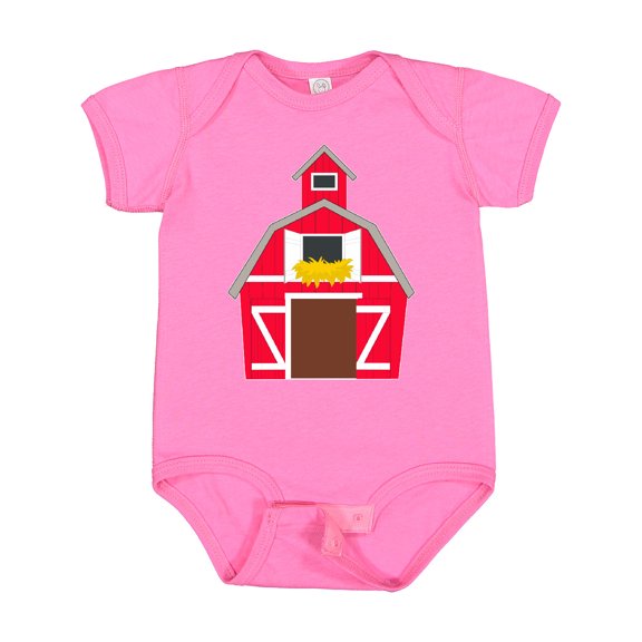 Inktastic Farming Large Red Barn with Hay Boys or Girls Baby Bodysuit