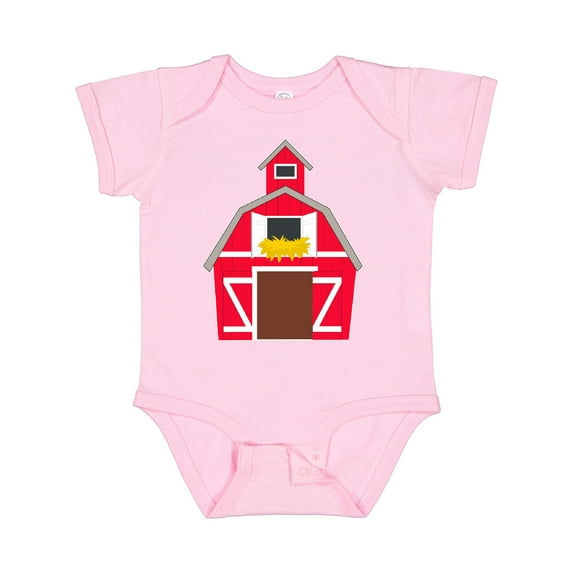 Inktastic Farming Large Red Barn with Hay Boys or Girls Baby Bodysuit