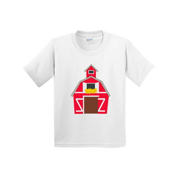 Inktastic Farming Large Red Barn with Hay Youth T-Shirt