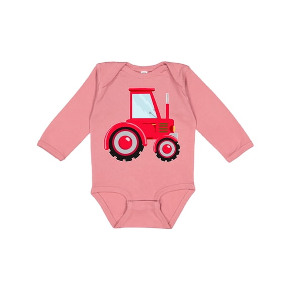 Inktastic Farming Red Tractor Boys or Girls Long Sleeve Baby Bodysuit
