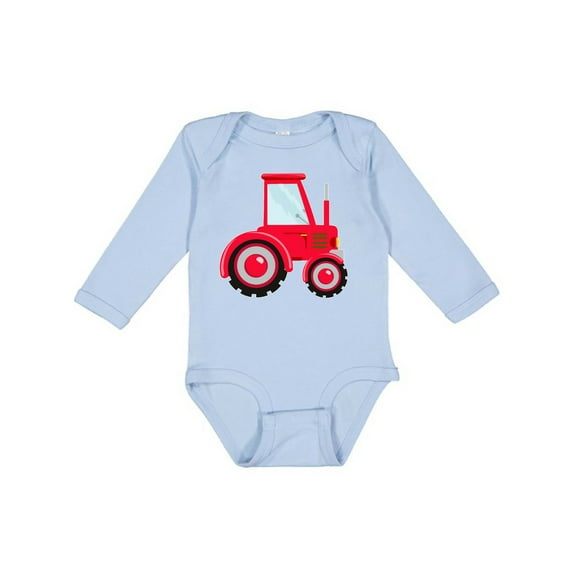 Inktastic Farming Red Tractor Boys or Girls Long Sleeve Baby Bodysuit