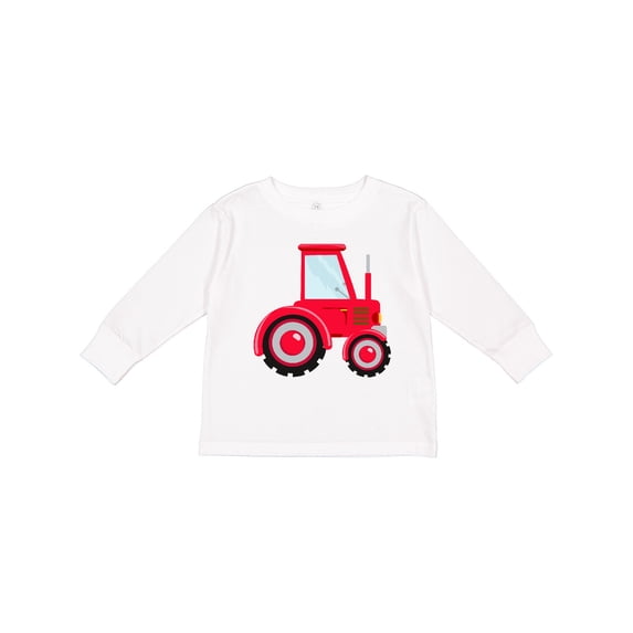 Inktastic Farming Red Tractor Boys or Girls Long Sleeve Toddler T-Shirt