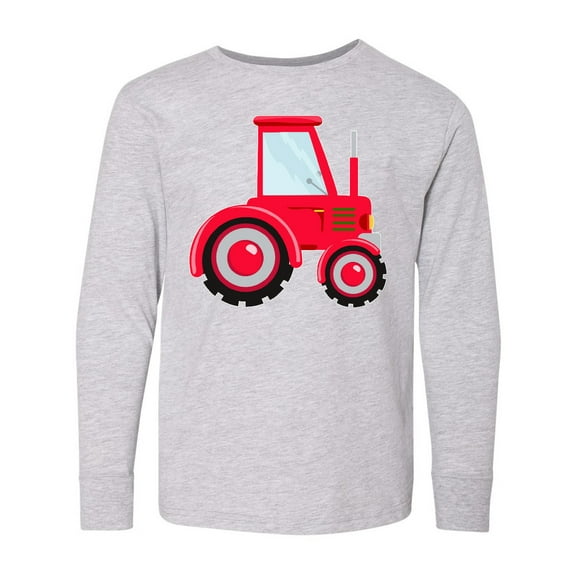 Inktastic Farming Red Tractor Long Sleeve Youth T-Shirt