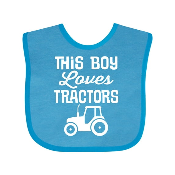 Inktastic Farming This Boy Loves Tractors Boys Baby Bib