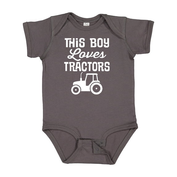 Inktastic Farming This Boy Loves Tractors Boys Baby Bodysuit