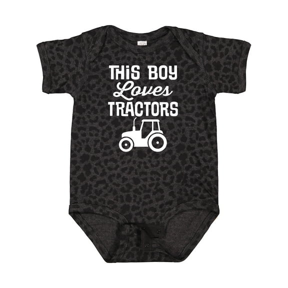 Inktastic Farming This Boy Loves Tractors Boys Baby Bodysuit