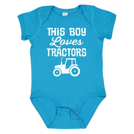 Inktastic Farming This Boy Loves Tractors Boys Baby Bodysuit