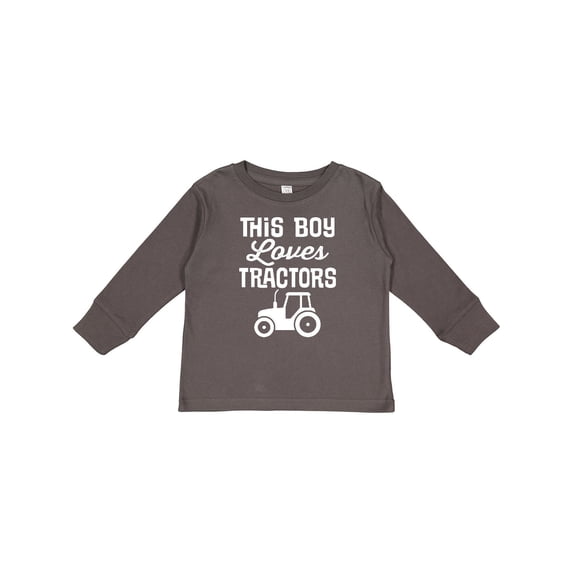 Inktastic Farming This Boy Loves Tractors Boys Long Sleeve Toddler T-Shirt