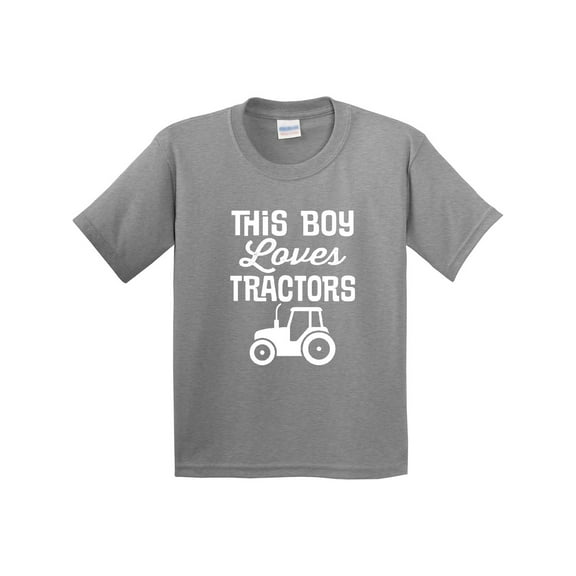 Inktastic Farming This Boy Loves Tractors Youth T-Shirt