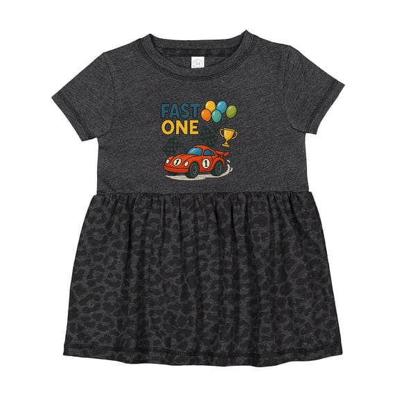 Inktastic Fast One Race Car with Balloons and Trophy Girls Baby Dress