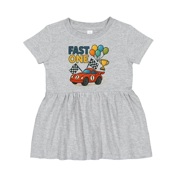 Inktastic Fast One Race Car with Balloons and Trophy Girls Baby Dress