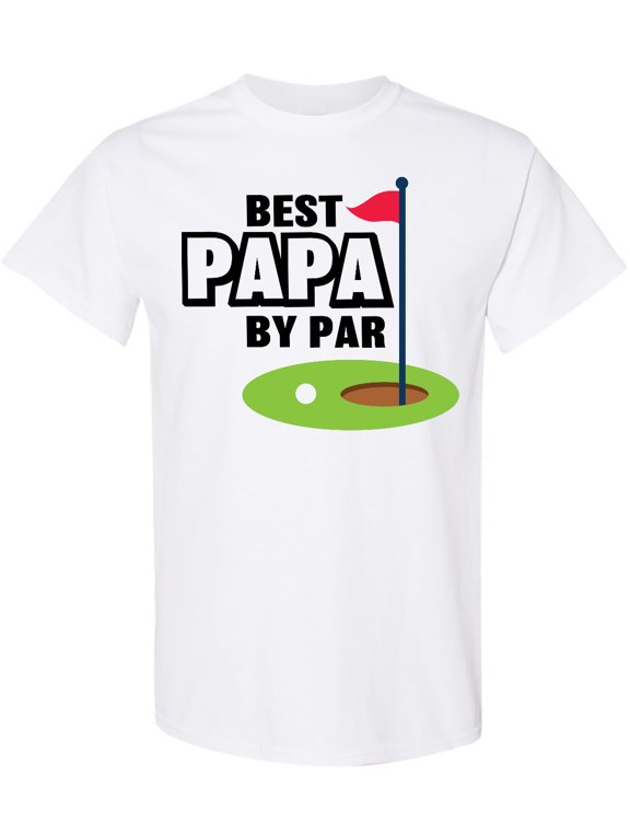 Father's Day Best Papa by Par with Flag and Golf Ball T-Shirt