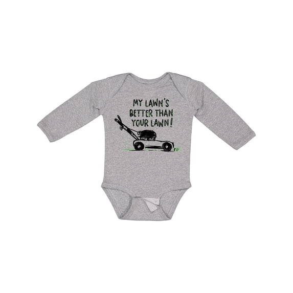 Inktastic Father's Day Dad My Lawn's Better than Your Lawn Boys or Girls Long Sleeve Baby Bodysuit