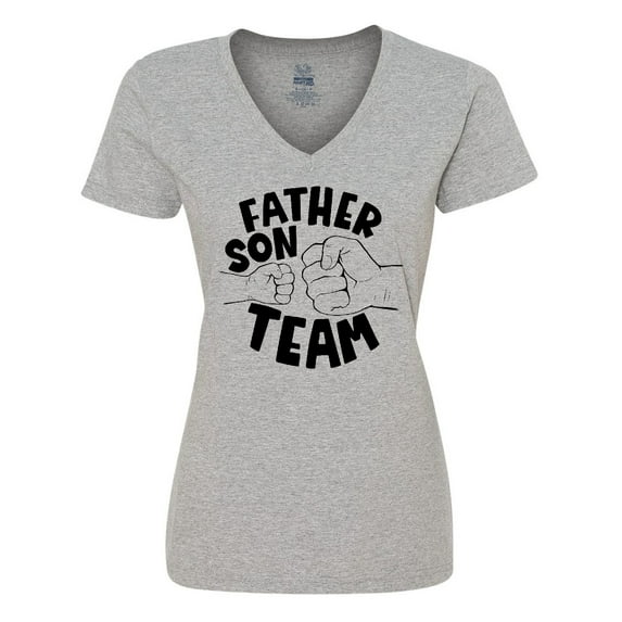 Inktastic Father's Day Father Son Team Parent Child Fist Bump Women's V-Neck T-Shirt