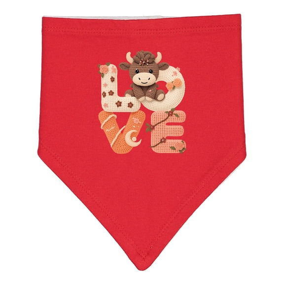 Inktastic Faux Crochet Cute Highland Cow Baby Bandana Bib