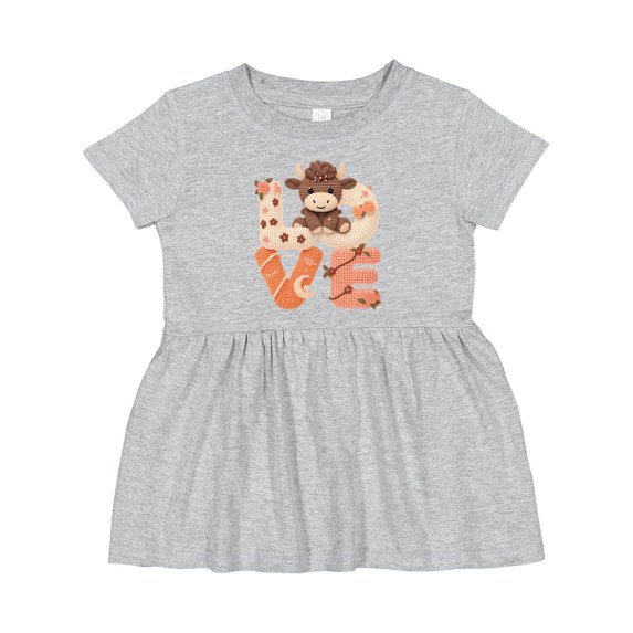 Inktastic Faux Crochet Cute Highland Cow Girls Baby Dress