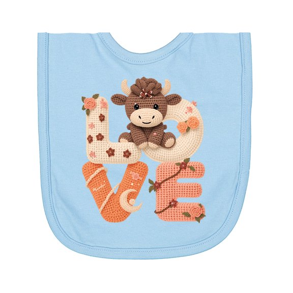Inktastic Faux Crochet Cute Highland Cow Newborn Bib
