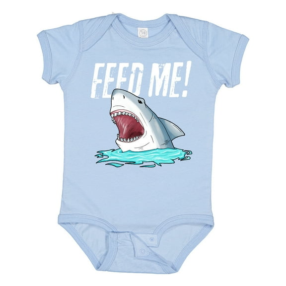 Inktastic Feed Me with Shark Head Boys or Girls Baby Bodysuit