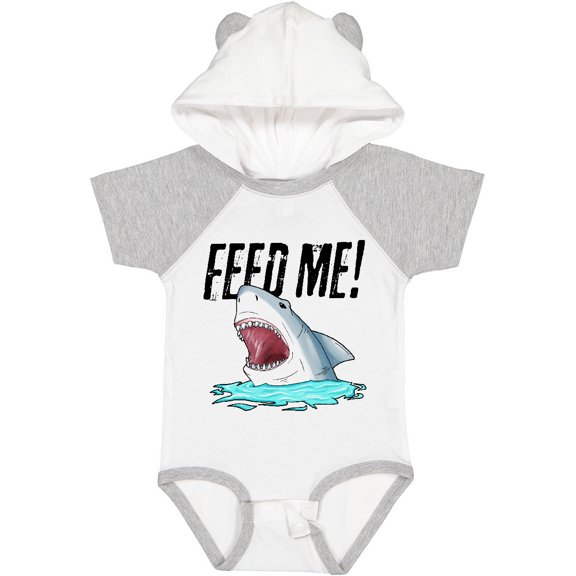 Inktastic Feed Me with Shark Head Boys or Girls Baby Bodysuit