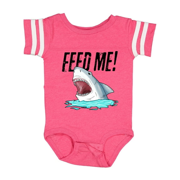 Inktastic Feed Me with Shark Head Boys or Girls Baby Bodysuit