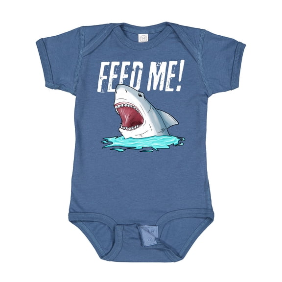 Inktastic Feed Me with Shark Head Boys or Girls Baby Bodysuit