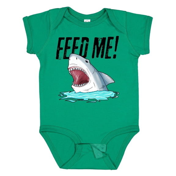 Inktastic Feed Me with Shark Head Boys or Girls Baby Bodysuit