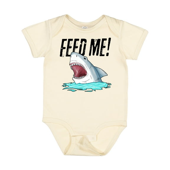 Inktastic Feed Me with Shark Head Boys or Girls Baby Bodysuit