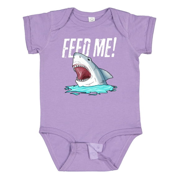 Inktastic Feed Me with Shark Head Boys or Girls Baby Bodysuit