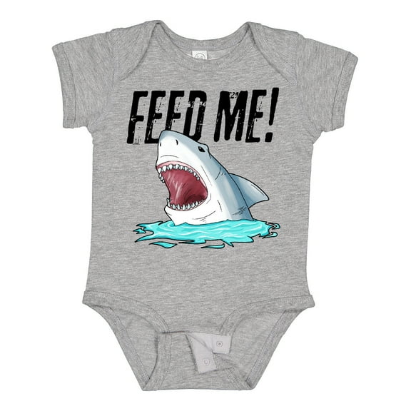 Inktastic Feed Me with Shark Head Boys or Girls Baby Bodysuit