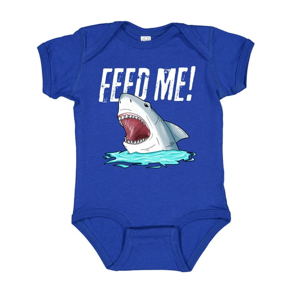 Inktastic Feed Me with Shark Head Boys or Girls Baby Bodysuit