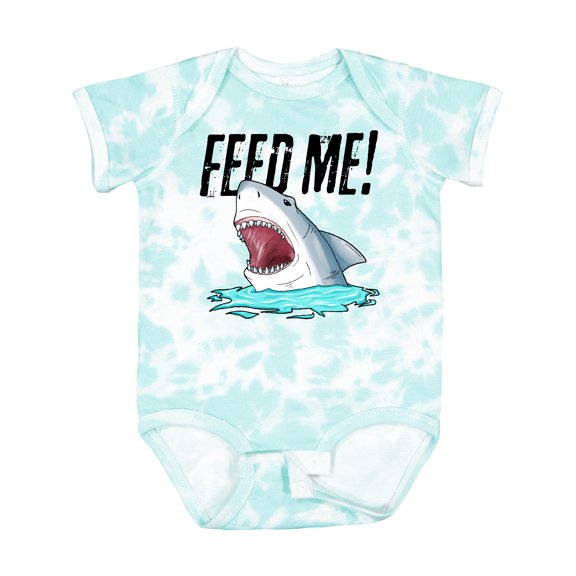 Inktastic Feed Me with Shark Head Boys or Girls Baby Bodysuit
