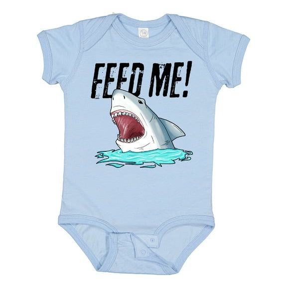 Inktastic Feed Me with Shark Head Boys or Girls Baby Bodysuit