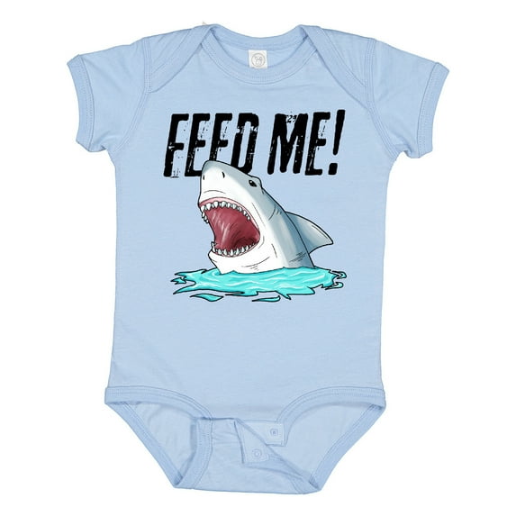 Inktastic Feed Me with Shark Head Boys or Girls Baby Bodysuit