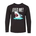thumbnail image 1 of Inktastic Feed Me with Shark Head Long Sleeve Youth T-Shirt, 1 of 5