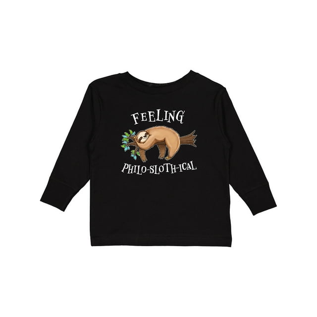 Inktastic Feeling Philo-Sloth-ical- cute and funny sloth on a tree branch Boys or Girls Long Sleeve Toddler T-Shirt