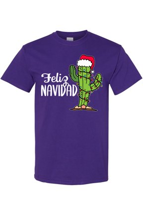 Feliz Navidad Christmas Cactus in Santa Hat T-Shirt