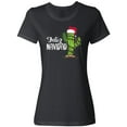 thumbnail image 1 of Inktastic Feliz Navidad Christmas Cactus in Santa Hat Women's T-Shirt, 1 of 5